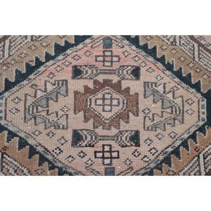 Alfombra Vintage de 2.9x10.4 pies, Alfombra Turca de Lana con Puntos Azules y Marrones - Product Image 5