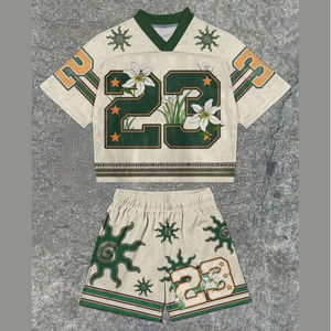 ชุดยูนิฟอร์มอเมริกันฟุตบอลแบบเรโทรสั่งทำพิเศษ ปี 2026 เสื้อเจอร์ซีย์ กางเกงขาสั้น พร้อมโลโก้ทีมสั่งทำ ชุดกีฬาฤดูร้อน ผ้าฝ้ายออร์แกนิค 100% แห้งเร็ว - Product Image 1