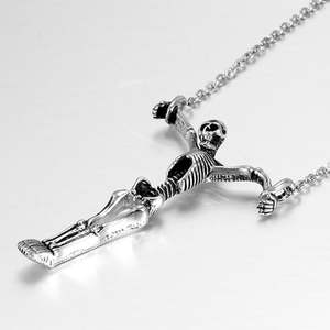 Jeulia Gold Plated <b>Titanium</b> Steel Skull Skeleton Link <b>Chain</b> Men's Necklace - Product Image 4