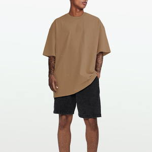 Custom Logo Men <b>Tshirt</b> Heavyweight Cotton 260gsm Rib CrewNeck Drop Shoulder Oversized Streetwear T-shirt for men - Product Image 4