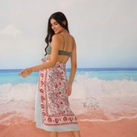 Pareo de Playa Ligero de Algodón 100% con Estampado Personalizado, para el Verano, Venta al por Mayor, Falda y Bufanda de Playa Estilo Boho