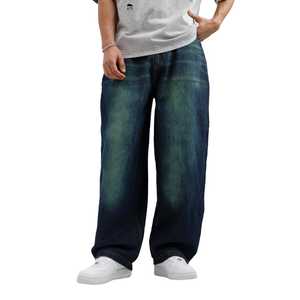 Fabricante de Jeans de Alta Calidad, Jeans Vintage Personalizados con Lavado Claro, Jeans Anchos Holgados con Efecto Desgastado para Hombre - Product Image 1