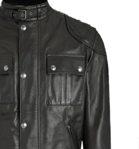 Veste de moto en cuir véritable noir motard décontracté dernière conception veste de motard en cuir pour homme vente en gros - Product Image 6