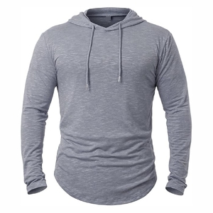 Sudadera con capucha gris para hombre, jersey gris jaspeado, sudadera informal, sudadera con capucha de Pakistán con dobladillo curvo, sudadera deportiva gris, ropa de calle minimalista - Product Image 1