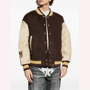 Premium varsity jacket for man wholesale custom baseball letterman jacket <b>wool</b> body pu leather sleeve varsity bomber - Product Image 4