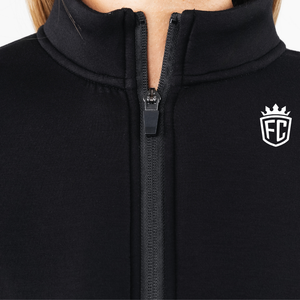 Womens Cropped Zip Jacket <b>Black</b> <b>Long</b> <b>Sleeve</b> Structured Fit Minimal Athleisure Outerwear <b>Top</b> - Product Image 5