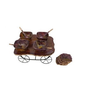 Ensemble de bols de service en résine orange Shad et vert solide ensemble de saladiers et cuillères créatifs de style arabe pour vaisselle de fête - Product Image 6