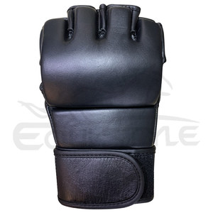 ถุงมือฝึกมวย MMA สีดำแบบครึ่งนิ้วถุงมือฝึกหนังแท้พิมพ์ลายได้ตามต้องการ - Product Image 3