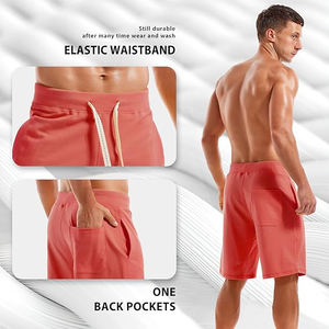 Shorts pour hommes en molleton mi-lourd 100% coton uni, confortables et décontractés, avec taille élastique, coupe ample, légers, durables et résistants à l'usure - Product Image 3