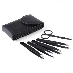 ZUOL INSTRUMENTS Juego de 5 Pinzas para Pestañas de Acero Inoxidable, Estuche de Cuero Sintético Negro, Pinzas de Precisión Puntiagudas, Aplicador para - Product Image 3