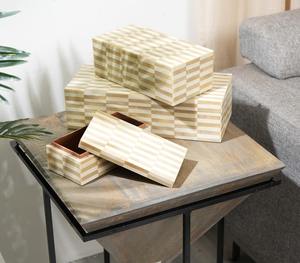 Modern Design Bone Inlay <b>Box</b> Blue & White <b>Box</b> Available in all Sizes and Colors Jewelry <b>Box</b> Organizer Indian Bone Crafts India - Product Image 4