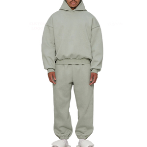 High Quality Printed Hooded 100% Cotton Acid Wash Tracksuit Men's <b>Oversized</b> Pullover <b>Jogger</b> Set 2-Piece Sweatpants - Product Image 5