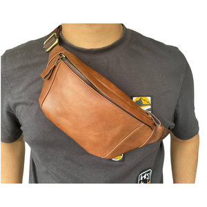 Nouveau design 2026 – Sac de poitrine en cuir véritable huilé marron, unisexe, style Crazy Horse, durable et portable, sac de voyage à bandoulière - Product Image 1