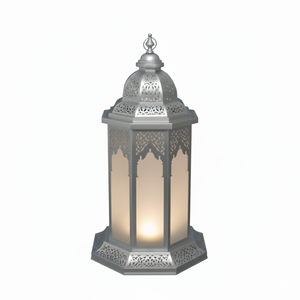 Lanterne marocaine en métal et verre dorée, grande, éclairage au sol, décoration, lanterne vintage de designer, porte-bougie haut - Product Image 1