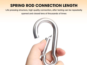 Kait Klip Kecil <span class=keywords><strong>Carabiner</strong></span> Baja Tahan Karat 304, Pengait Pegas untuk Berkemah, Mendaki, Klip untuk Tali, Rantai, Gantungan Kunci, Cincin Kunci - Product Image 5