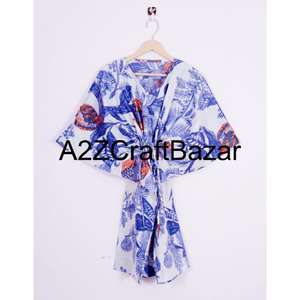 Caftán Midi de Algodón con Estampado Floral para Mujer, Vestido de Playa Bohemio, Corte Regular, Transpirable, Cómodo, Ropa Casual de Verano - Product Image 1