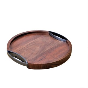 VISHAL HANDICRAFT Bandeja de Servir de Madera con Diseño Moderno y Patrón de Naturaleza Muerta, Asa de Cuero, Paquete de Varias Piezas, Forma de Uttar Pradesh - Product Image 5
