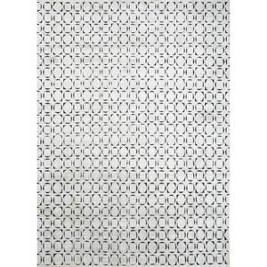 Alfombra de Lana y Seda Azalea Ivory, Tejida a Mano, con Patrón Geométrico, Alfombra de Yute para Sala de Estar, Pasillo, Diseño de Rompecabezas de Algodón Orgánico - Product Image 1