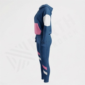 Conjunto Deportivo de Dos Piezas para Mujer, Chaqueta y Pantalones Deportivos, Mezcla de Algodón Cómoda, Informal, para Uso Diario, Club, Fiesta, Gimnasio - Product Image 3