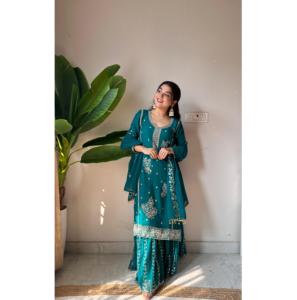 Traje Gharara de Georgette Fox de Estilo Moderno y Alta Calidad para Damas, para Fiestas o Bodas, Disponible para Suministro al por Mayor - Product Image 1