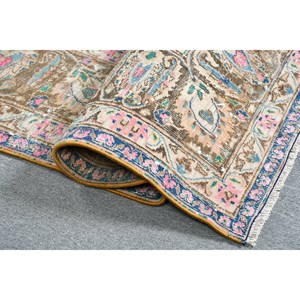 Tapis turc vintage 9.6x12.2 pieds rose marron tissage plat style classique pour les décorations de salon 4m de largeur - Product Image 4