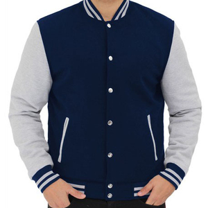 Blouson aviateur confortable et personnalisé pour hommes Blouson aviateur gris Letterman en laine respirant pour hommes avec poches à des prix abordables - Product Image 2