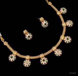 INDIAN TRADITIONAL and FASHIONABLE COPPER JEWELLERY BRIDAL WEDDING JEWELLERY <b>SET</b> for <b>WOMEN</b> EARRINGS and NECKLACE <b>SET</b> - Product Image 1