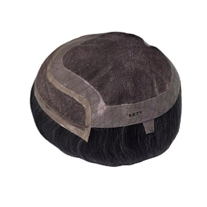 Peluca de Cabello Humano con Encaje Frontal Mono, Cabello Chino Virgen Remy, Parches de Cabello, Lacio Rizado, Ondulado Profundo, 1b+gris - Product Image 2