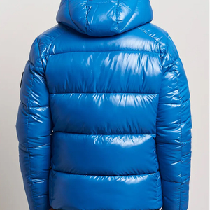 Wholesale Men's Coated Long <b>Padded</b> Cotton Filled Puffer <b>Jackets</b> Zipper Fly Stand Collar Hooded High Street OEM Service Available - Product Image 4