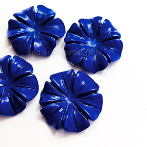 Piedra preciosa tallada con flor de lapislázuli natural, piedra preciosa con forma de flor de lapislázuli AAA, talla de piedra suelta para hacer colgantes de 20mm - Product Image 5