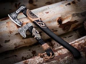 Cuchillo Bowie táctico forjado a mano con mango de Micarta Hoja de acero al carbono Cuchillo de supervivencia para acampar Funda de cuero negro - Product Image 5