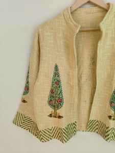 Chaqueta Bomber de Algodón Estampada en HD, Reversible, Ecológica, Hecha a Mano, con Diseño Floral, Manga Corta, Ropa de Invierno - Product Image 4