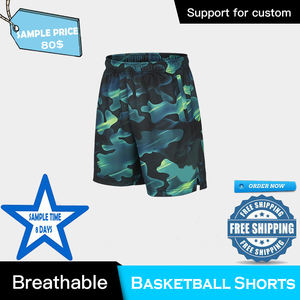 Shorts en toile de polyester personnalisés en gros pour OEM avec broderie imprimée en 3D – Shorts de sport pour femmes et shorts de basketball pour hommes - Product Image 3