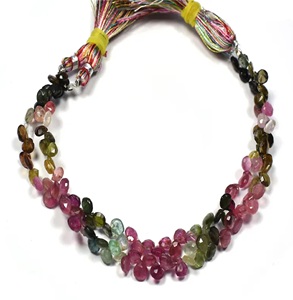 Chaîne de perles en forme de cœur facettées multicolores naturelles et brillantes, perles en cristal et en verre pour la fabrication de bijoux, Coszcalt Exports - Product Image 1