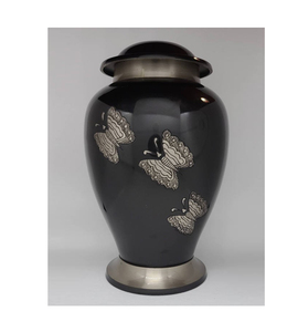 Urne pour adultes gris anthracite avec design papillon Urnes funéraires avec sac en velours gratuit Fabricant indien Produit en gros - Product Image 1