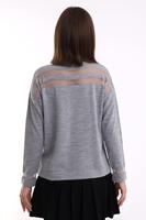 Pull à col roulé gris pour femme, manches longues, détails en dentelle, pull décontracté d'automne, 100% acrylique, tricot plat, couleur unie