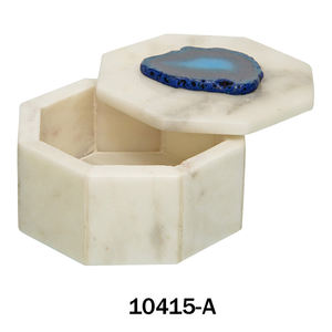 Fournisseur en gros indien de boîte à bijoux en marbre décorative avec incrustation de feuilles de fleurs, boîte de rangement en marbre décorative pour la vente en gros - Product Image 3