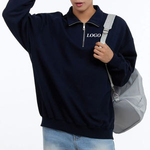 Sweat-shirt de haute qualité en matière douce pour hommes avec col rabattu et fermeture éclair quart de tour / Prix bas avec logo personnalisé Design décontracté - Product Image 1