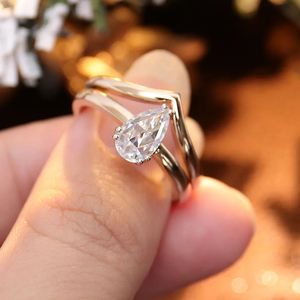 Customized Luxury 925 <b>Silver</b> VVS Moissanite Diamond Engagement <b>Ring</b> Fully Iced Out Pear Cut 14K Gold Fine <b>Rings</b> for <b>Men</b> Women's - Product Image 4