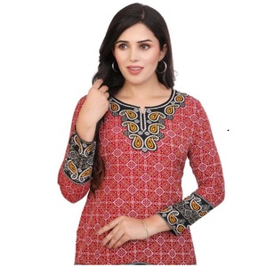 ชุด kurti ผ้าฝ้ายธรรมชาติเป็นมิตรกับสิ่งแวดล้อมสำหรับผู้หญิงสวมใส่สบายดูมีสไตล์ย้อมสีล้วนด้านหน้าฤดูร้อนผลิตจากอินเดียโดยตรง - Product Image 1