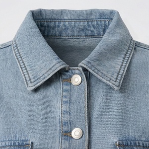Custom Wholesale Ladies Clothing Factory Street Wear Women Curve <b>Button</b> Outwear Acid Wash Vintage Fashion Breathable Cotton Top - Product Image 4
