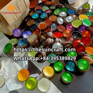 Cuenco de cáscara de coco natural de Vietnam, decoraciones artesanales creativas coloridas, conjunto decorativo creativo para exportación a granel - Product Image 3