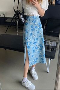 Falda Midi Vaquera para Mujer, Corte Recto, Bordado Floral a Mano, Algodón Lavado a la Piedra, Estilo Casual de Primavera - Product Image 6