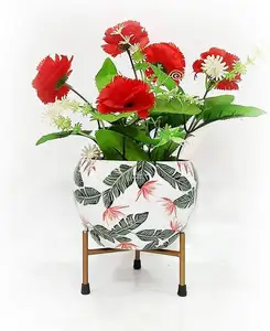 Best Selling Hand-Painted Iron Planters Colourful Flair to Your Garden from Indian Supplier with Custom Packaging