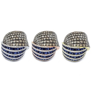 Fine Jewelry New Arrival Best Quality Platinum <b>White</b> Gold Natural Brown Diamond & Sapphire Cluster Rings For Gift - Product Image 4
