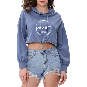 เสื้อฮู้ดสวมหัวสำหรับผู้หญิงเสื้อครอปไซส์ใหญ่พิเศษออกแบบโลโก้ได้ตามต้องการ - Product Image 5