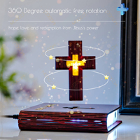 Cruz Flotante Magnética de Jesús Biblia Libro Levitatória Perfecta Elegancia Espiritual Ambiente de Dormitorio Magnético Levitante Colorida