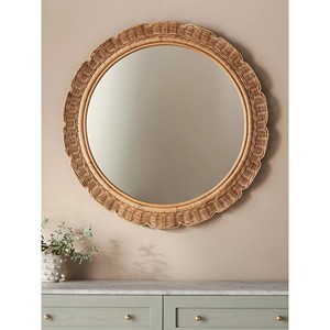 Espejo de pared de ratán hecho a mano contemporáneo, decoración de pared de borde, montado en la pared personalizado de lujo para sala de estar, decoración del hogar - Product Image 1