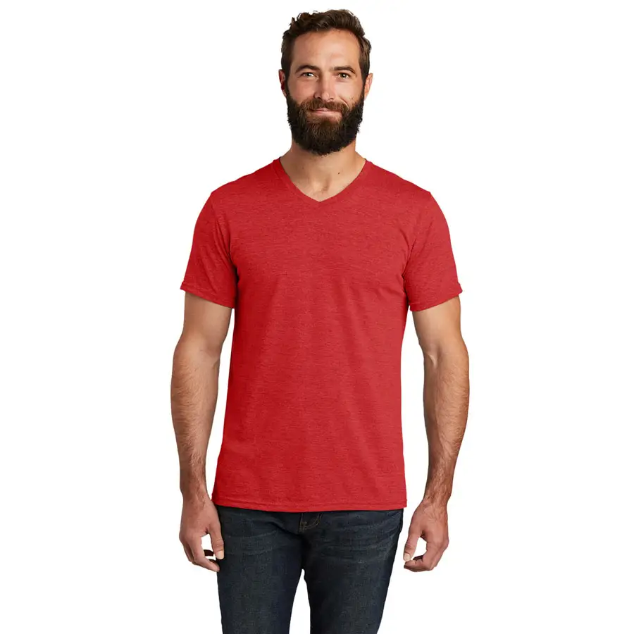Men's V-Neck Pima Cotton Jersey T-Shirt Various Weights Breathable T Shirts 80 to 210 Grams in Red