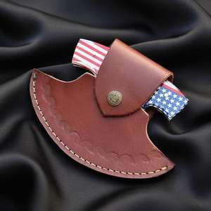 Cuchillo Ulu de Cocina Damasco, Funda de Cuero Hecha a Mano, Orientación de Mano Ajustable, Apto para Lavavajillas, Cortador de Pizza de Nuevo Diseño - Product Image 6